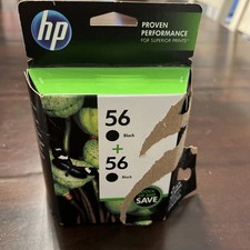 Genuine HP 56 Black Ink Cartridges Twin Pack C9319FN Exp 2013 NOS OEM Original