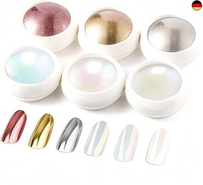 Chrome Nail Powder, 6 Farben Chrom Glitzerpuder Set - Perlchrom Nagel Powder
