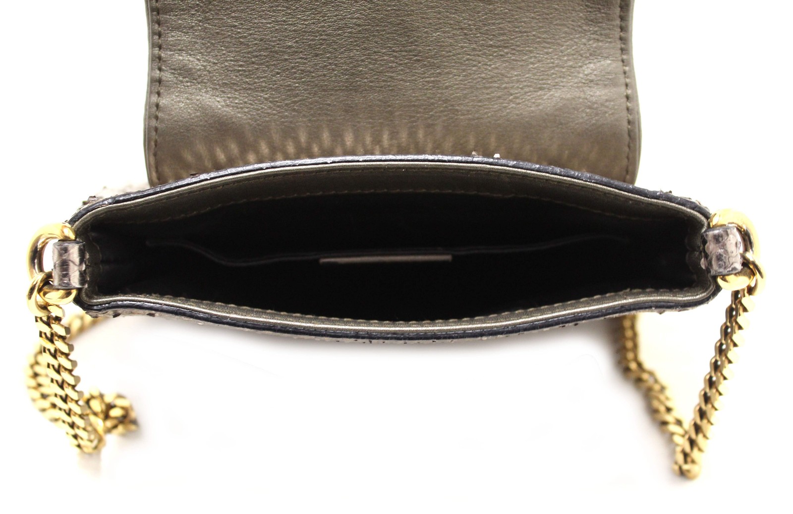 USED Gucci Metallic Python Leather 1973 Chain Sma… - image 8