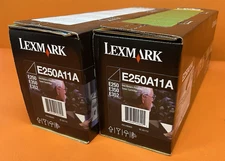 New Lot of 2 Genuine OEM Lexmark E250A11A Black Toner E250 E350 E352