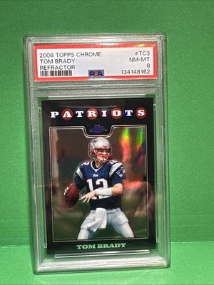 2008 TOPPS CHROME REFRACTOR #TC3 TOM BRADY PSA 8 Nicely Centered
