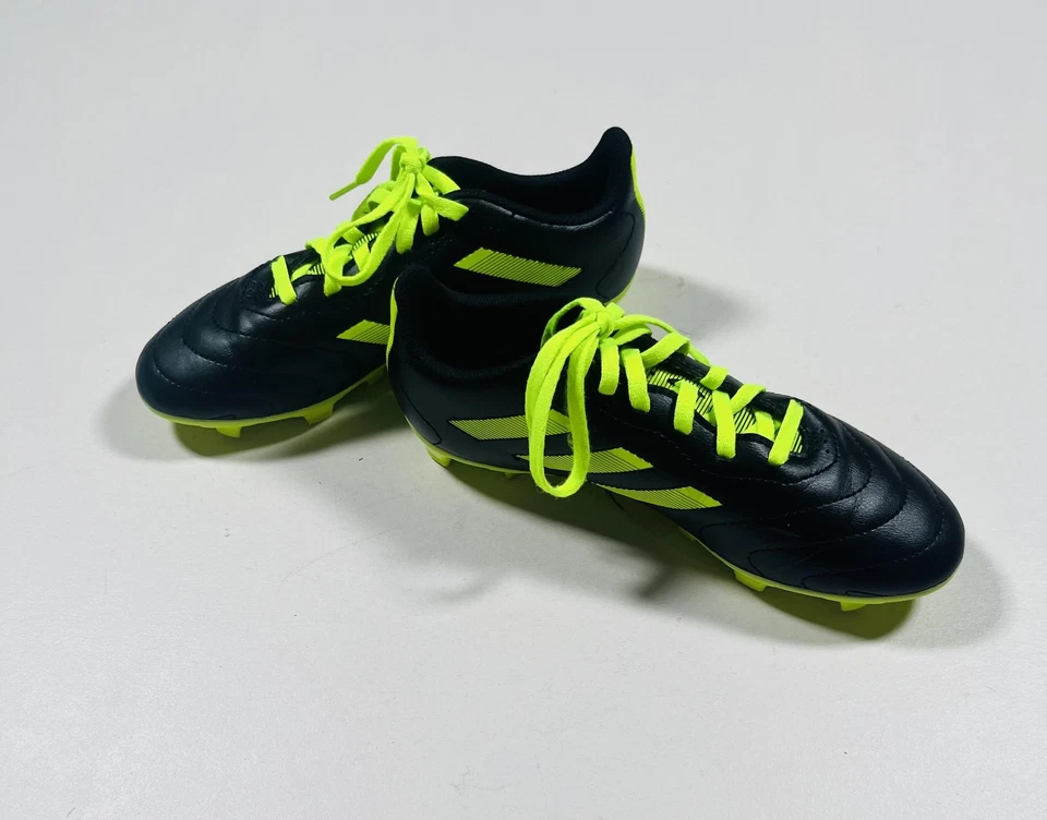 Adidas Soccer Cleats Kids Youth 3.5 Firm Ground FG Black Neon Yellow ID6118 - Image 2 of 4