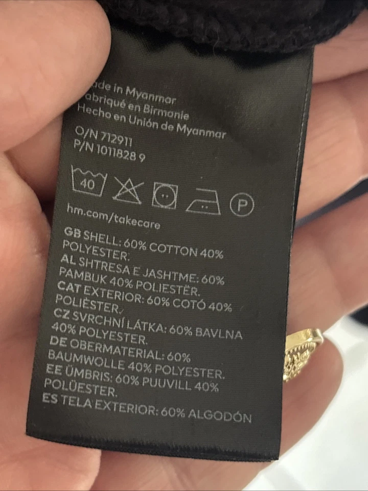 H&M Light Blk Sweatshirt "Paris" Logo Women's Sz L Button - Image 4 of 4