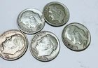 ROOSEVELT SILVER DIMES, LOT OF 5, 90% SILVER FREE SHIPPING #8812