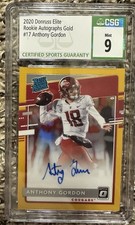 2020 Donruss Optic Draft Picks Anthony Gordon Rookie Gold Auto #6/10 CSG 9