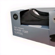 Wayland Square Slippers 2 Womens 7/8 Mens 6/7 Unisex Black Memory Foam Size S