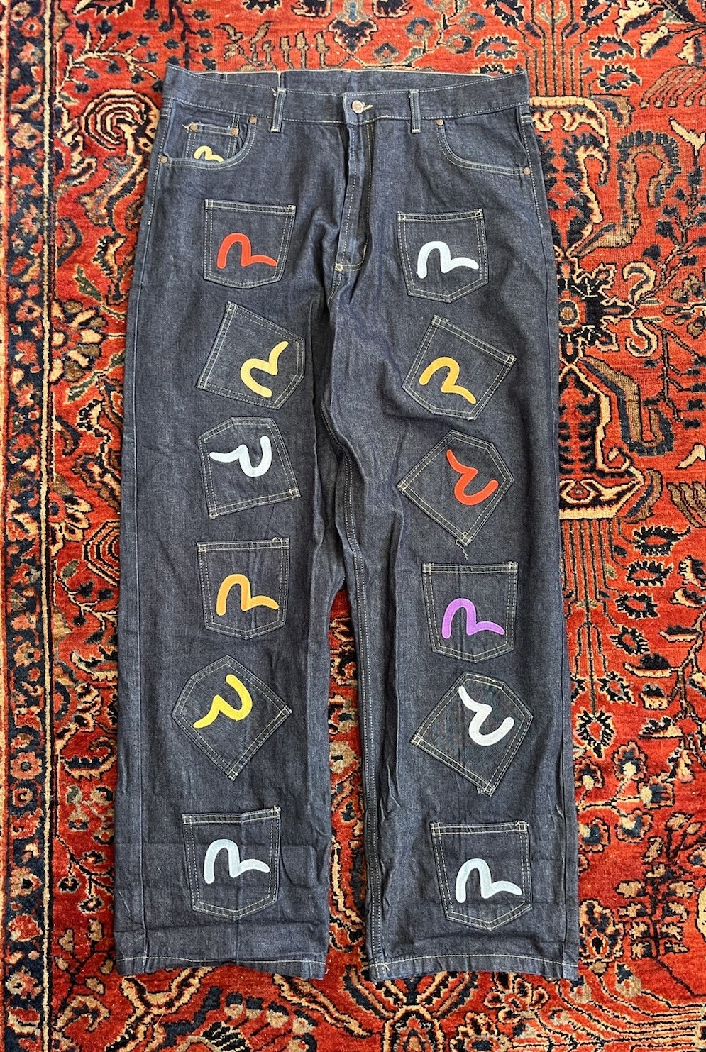 RARE Vintage Evisu Multi Pocket Patchwork Jeans B… - image 2