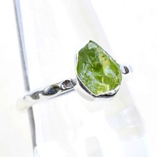 Natural Raw Peridot Stack Ring 925 Sterling Silver Peridot Birthstone Ring-RR154
