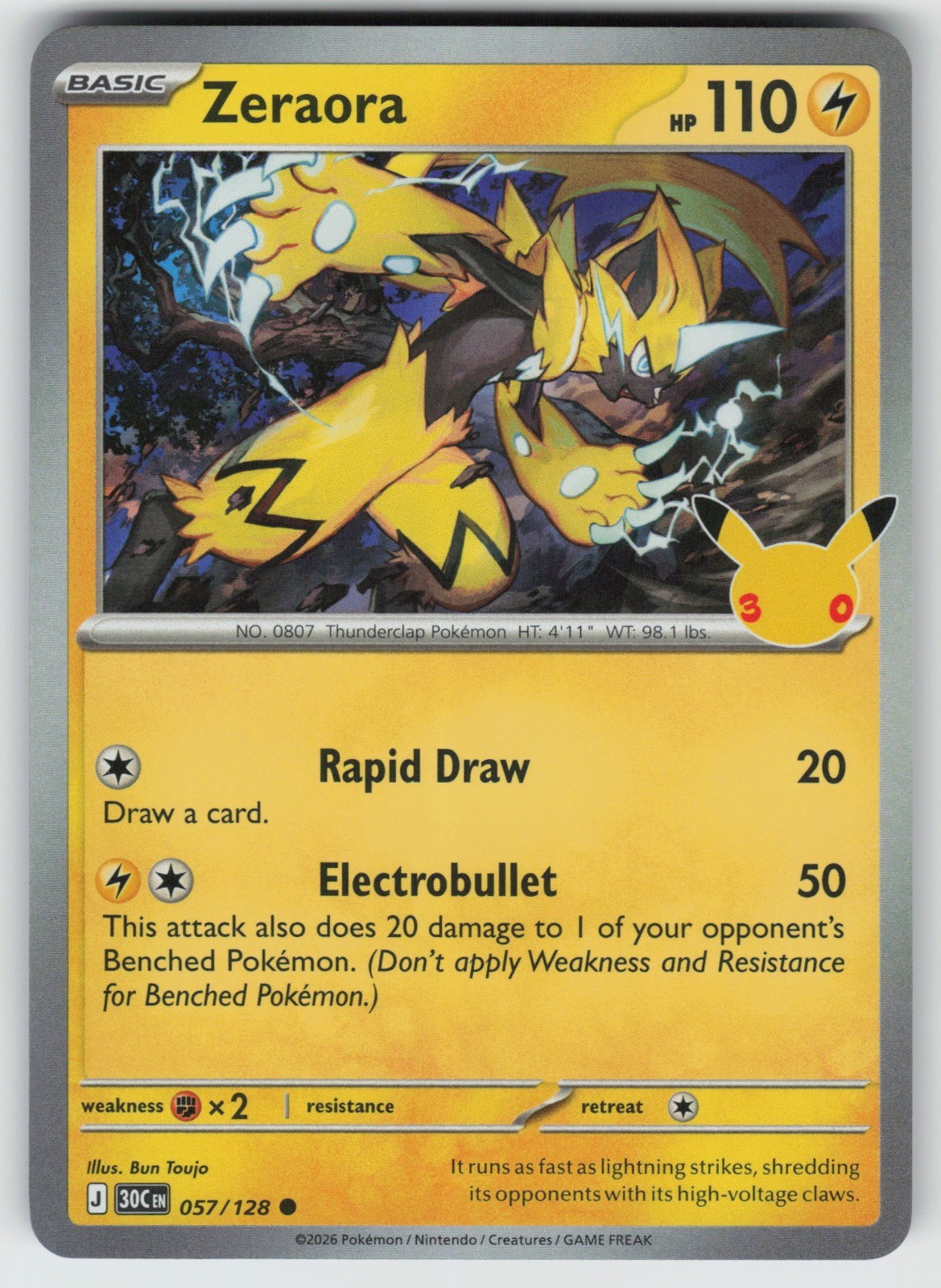 Zeraora Holo Common ME: 30th Celebration 057/128 NM