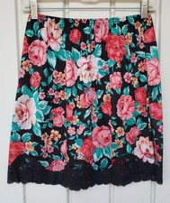 Vintage Vanity Fair Black Floral Half Slip Size Medium Antron Nylon Sissy Fem