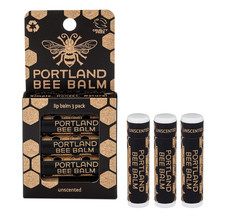 All Natural Handmade Beeswax Based Lip Balm, Unscented 3 Count