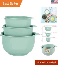 Space-Saving Nesting Mixing Bowls with Pour Spouts - Dishwasher and Freezer Safe