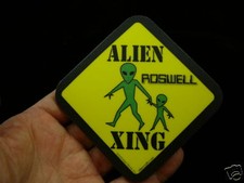 #A-252 Alien crossing caution sign COASTER Aliens Roswell Wow