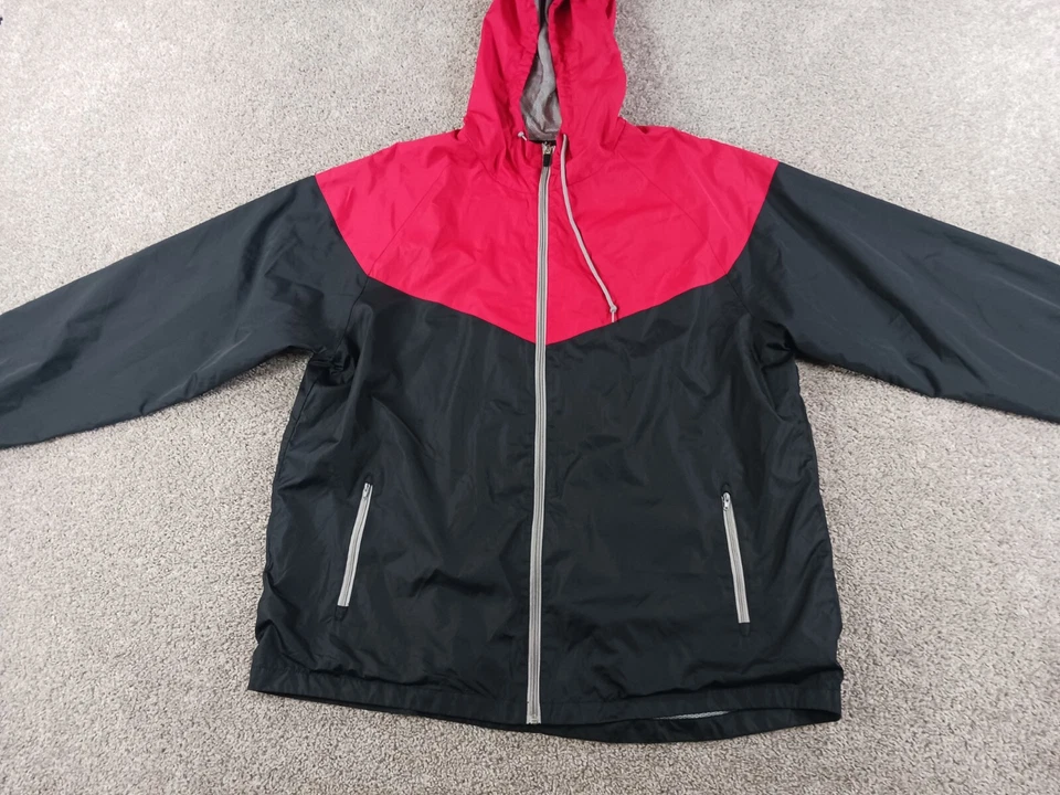 BCG Womens Jacket XL Red Black Full Zip Hooded Polyester Lined - Image 2 of 4