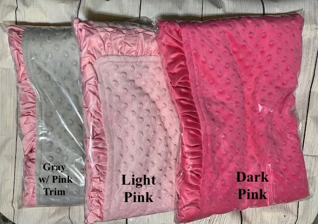 Ruffle Trim Minky Dot Soft Fleece Baby Blanket 30" X 40" - Image 4 of 4