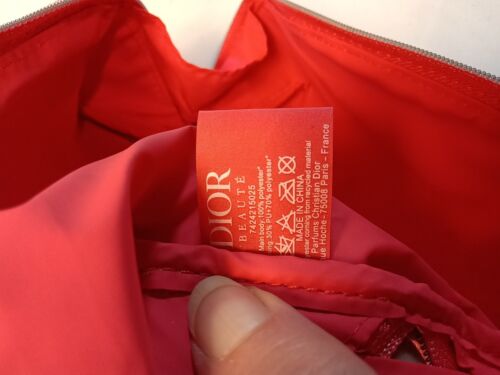 Christian Dior Makeup Pouch Pinkish-Salmon Canvas With Silver Zipper & Dior Pull - Picture 9 of 11