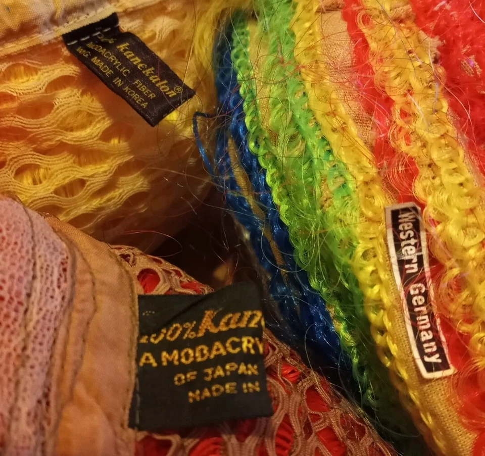 Vtg Clown Lot Wigs Japan Kane Kalon West Germany Costume Circus Afro Rainbow  - Image 2 of 4