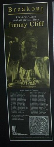 Jimmy Cliff Breakout, US Tour Dates 1992 Small Poster Type Advert, Promo Ad