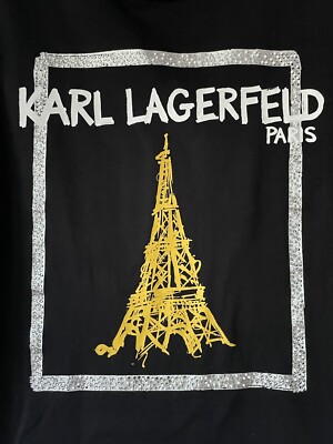 NWT KARL LAGERFELD Women's Paris Black Gold Eiffel Tower T