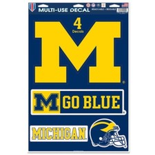 MICHIGAN WOLVERINES 4 DECALS MULTI USE REMOVABLE REUSABLE NEW WINCRAFT