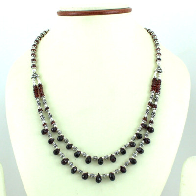 Necklace Natural Vintage Red Garnet Gemstone Beaded Handmade Fashion Jewelry