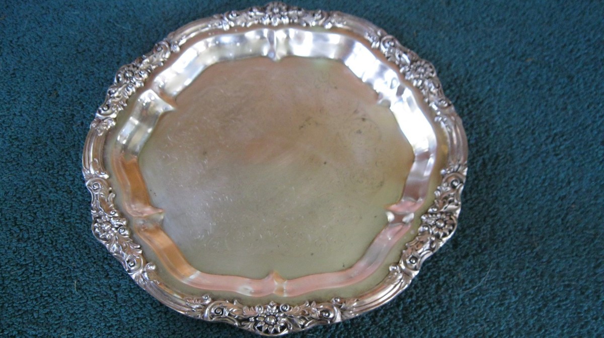 【F.B. Rogers】 ギャラリートレー 48cm 最大級！！！ Antique Vintage FB Rogers Silver Co. 1883 S/P Handled Tea Tray