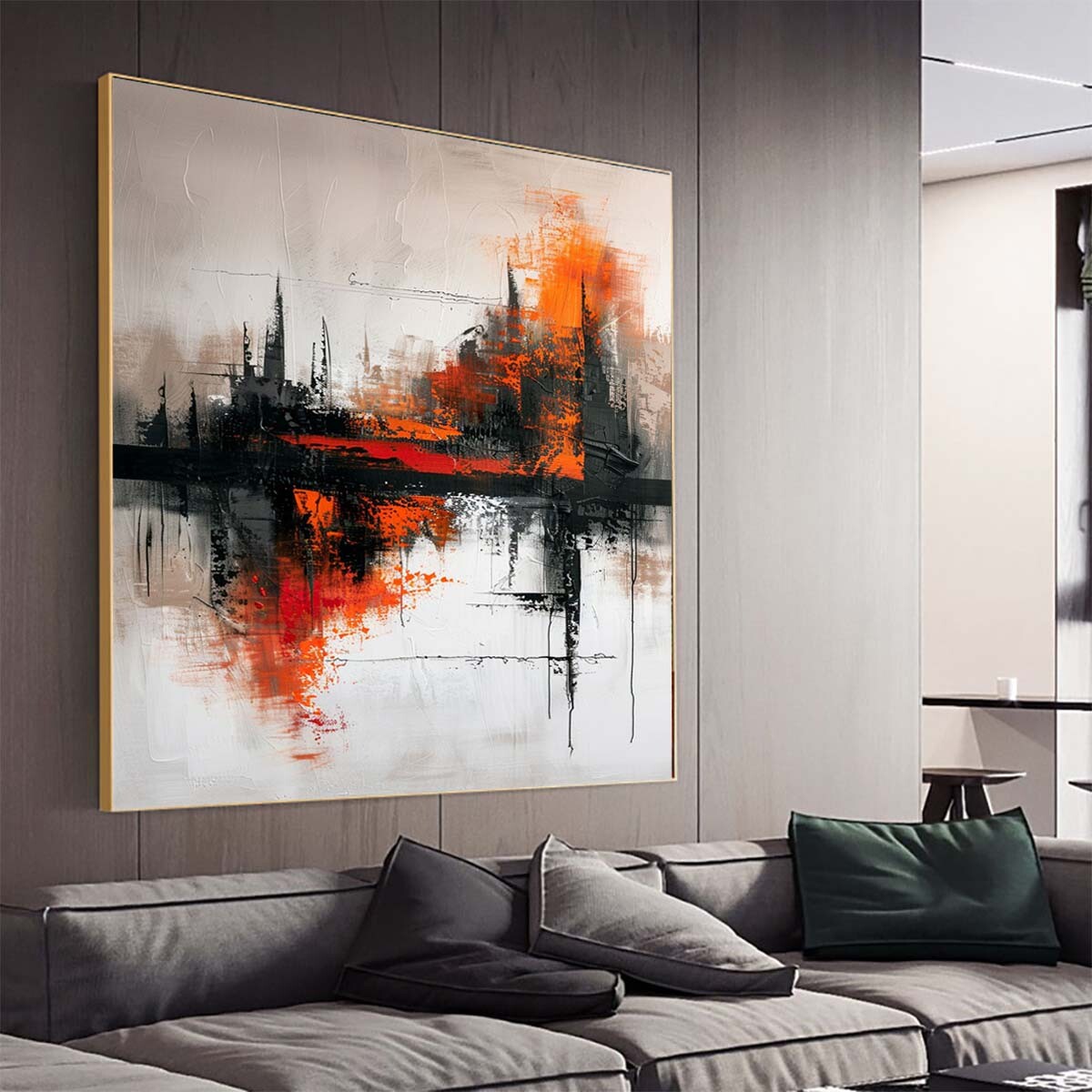 Abstract oil Painting on Canvas Art Hand Painted black Thick