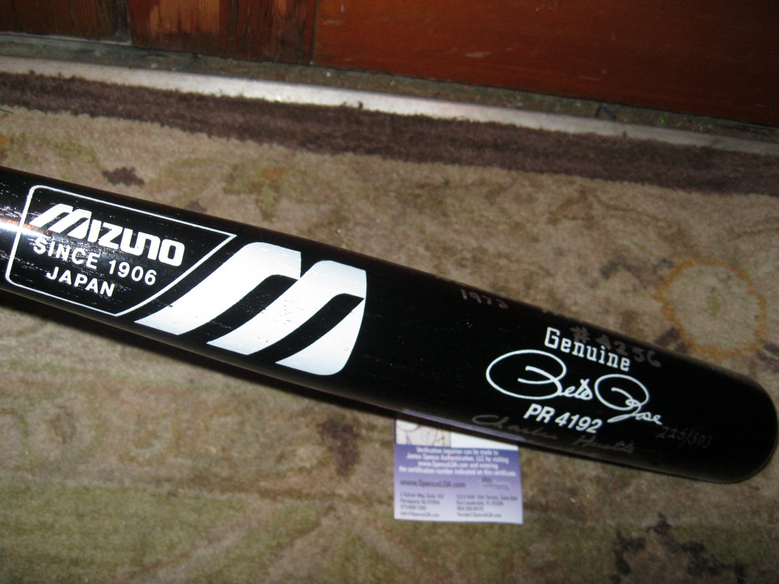 Pete Rose Autographed Signed 4192 Mizuno Baseball Game Bat JSA Certified 
