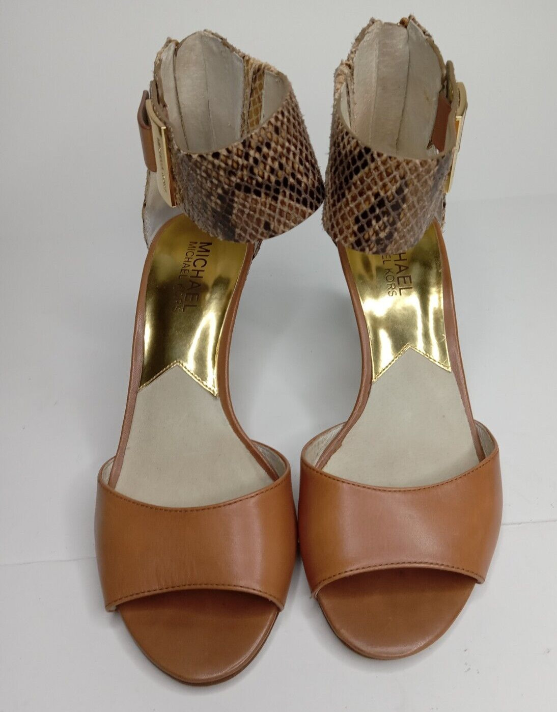 Michael Kors Guillianna Leather/python Open Toe H… - image 1