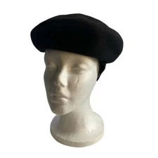 Vintage Womens Henry Pollak Buckle Iam Black wool hat 20 inch Adjustable
