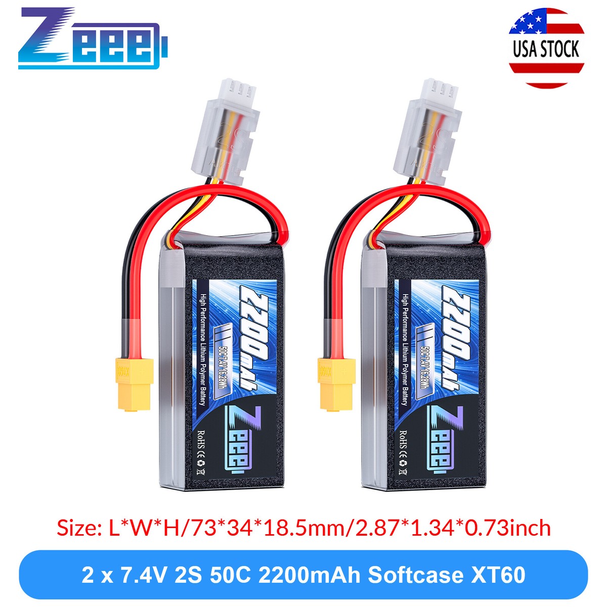 Zeee 2S LiPo 6200mAh 7,4V 120C Batteria Softpack con connettore XT60 per RC auto, camion, veicoli trattori, buggy, carri armati, elicotteri, aerei, ecc( 2 pezzi Zeee 2S LiPo 6200mAh 7,4V 120C Batteria Softpack con connettore XT60 per RC auto, camion, veicoli trattori, buggy, carri armati, elicotteri, aerei, ecc( 2 pezzi
