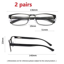 2PK Mens Business Reading Glasses Anti-Blue Ligh Spring Hinges Readers Eyeglass
