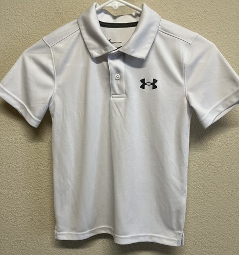 Boys UNDER ARMOUR Short Sleeve Polo Shirt Size 7 White - Picture 3 of 9