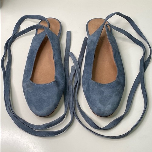 Madewell ‘April’ Blue Suede Ankle-Wrap Flats Size 9.5 - Picture 9 of 11