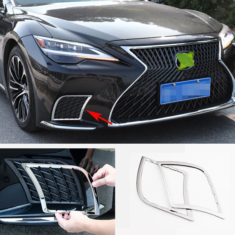 For Lexus LS500 2018-2024 Chrome Front Bumper Grille Trim Fog