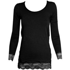 Jadea Women's Stretch Cotton Under Shirt With Lace Ruffles - 4268