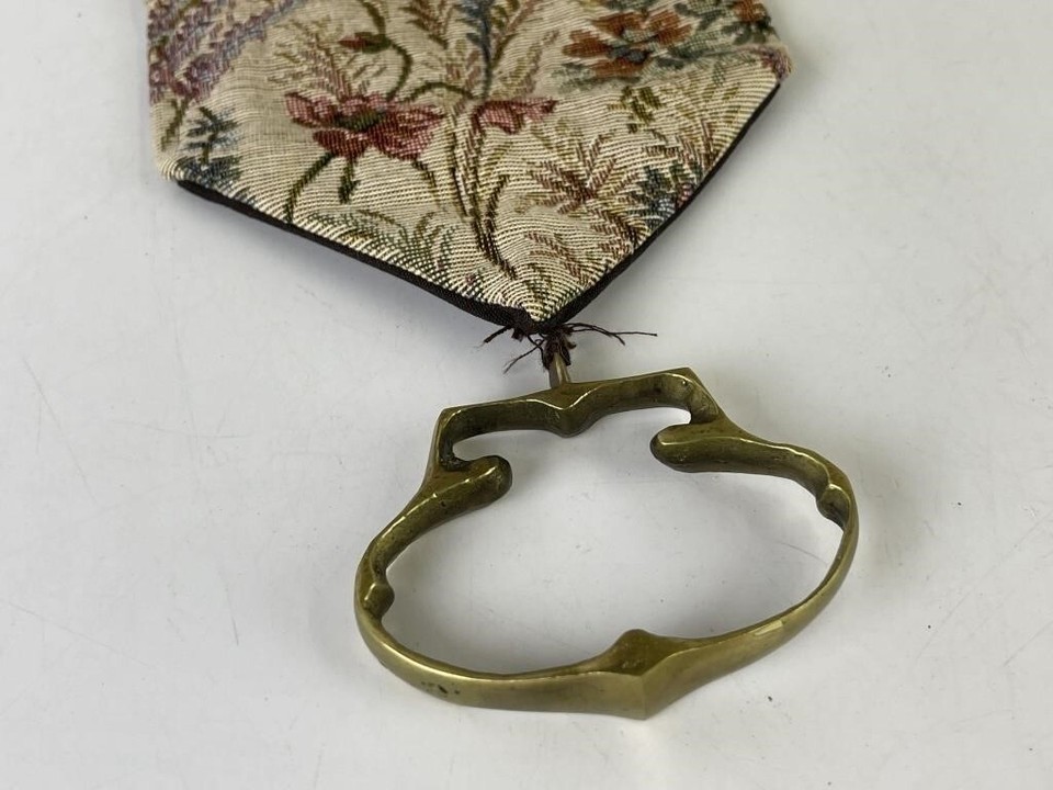 Vintage Corona Decor Co Tapestry Wall Hanging Scroll Ornate Brass Bell