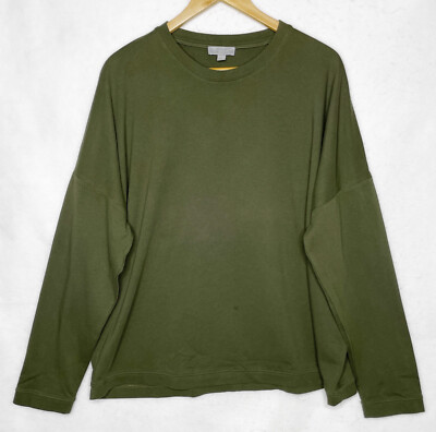 COS Relaxed Fit Sweatshirt Mens Long Sleeve Olive Ribbed Trim