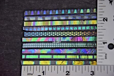 10 THIN CLEAR CBS DICHROIC GLASS PATTERN SUPER SKINNY 1/8" x 3" STIX 90 COE