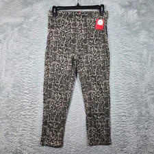 Spanx Pants Womens Small Beige Gray Snake Print Pull On Cropped Pockets 27x21
