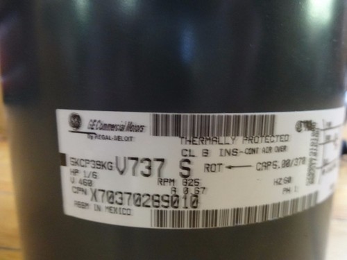 MOTOR VENTILADOR GE, Trane, American Standard 1/6 hp 460 voltios X70370289010 MOT10959 - Imagen 3 de 6