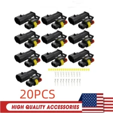 20X 2Pin Way Car Waterproof Male Female Electrical Wire Cable Connector Plug Kit
