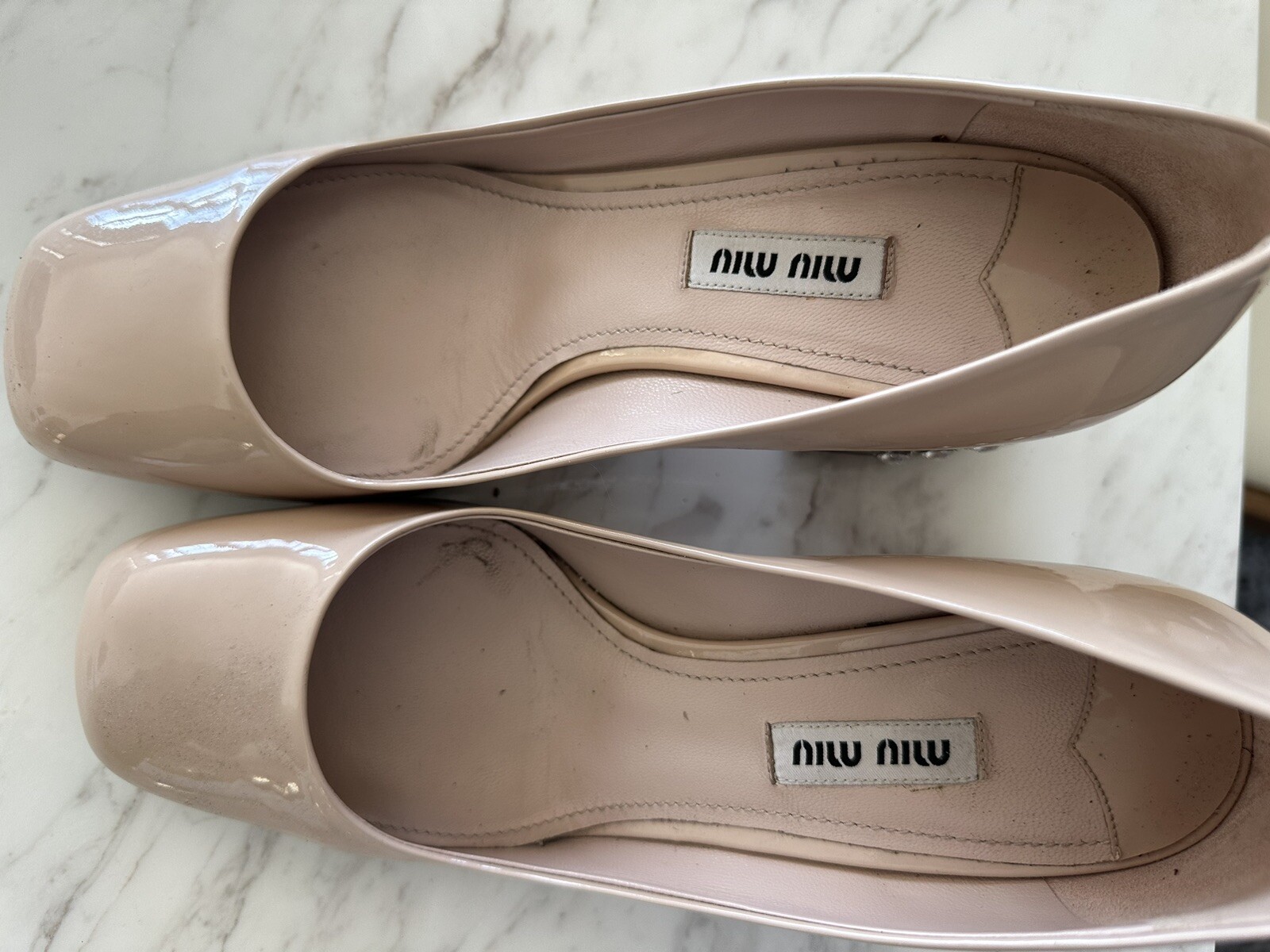Miu Miu Nude Patent Jewel Heel 36.5/6.5 | eBay