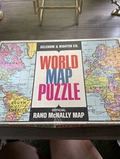 World Map Puzzle 1980 Rand McNally Complete in Box Vintage Selchow  Righter Co