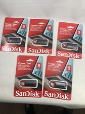 LOT OF 5 - SanDisk - Cruzer Dial 16 GB - 2.0 - USB FLASH DRIVE - BRAND NEW