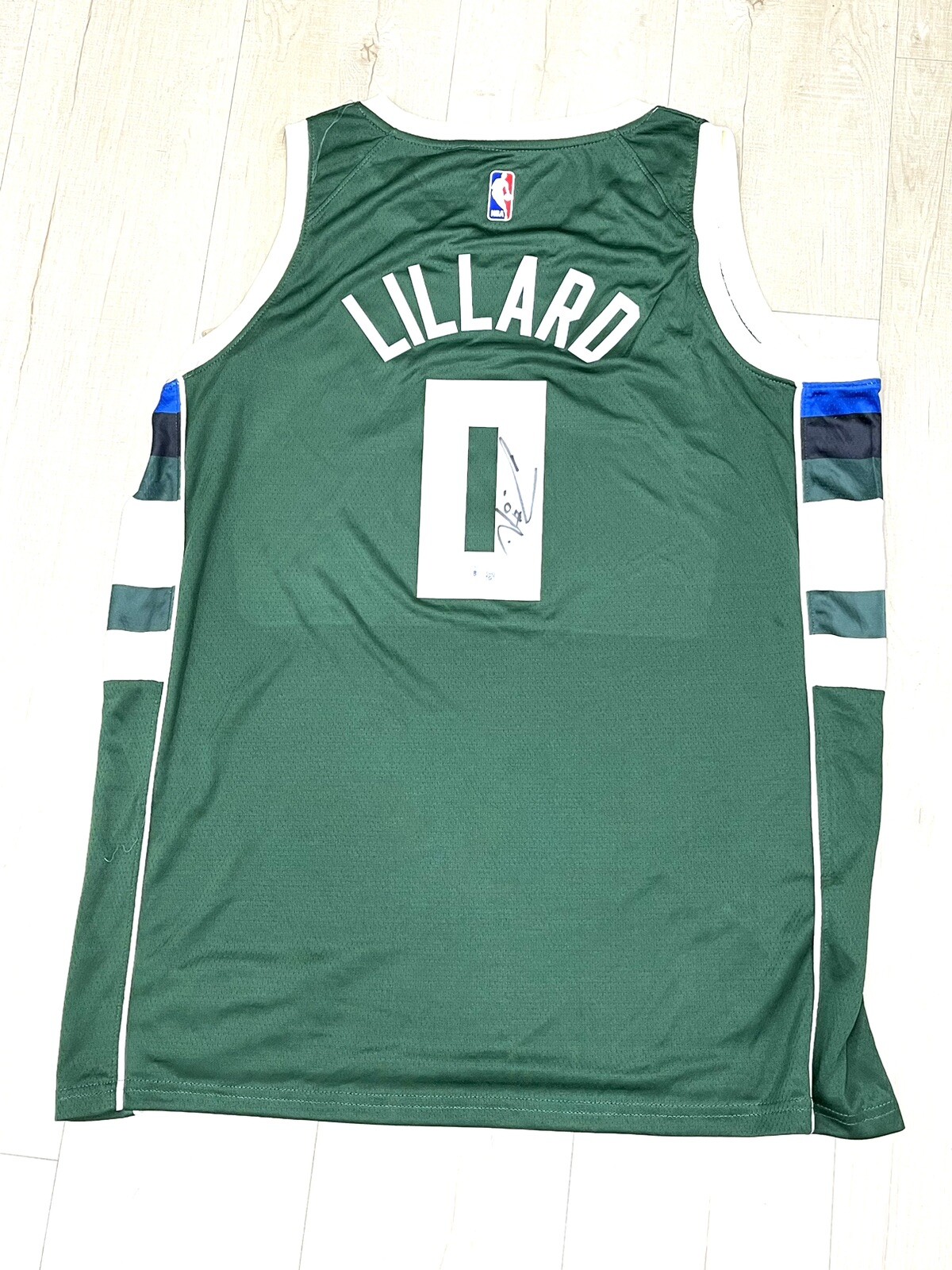 Damian Lillard Autographed Signed Milwaukee Bucks Hand Jersey Beckett Cert 