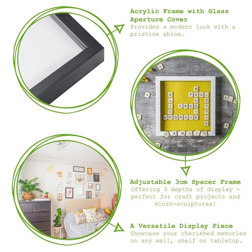 5x Dark Wood 4" x 4" Acrylic 3D Box Photo Picture Frames Deep Shadow Display - Picture 2 of 7