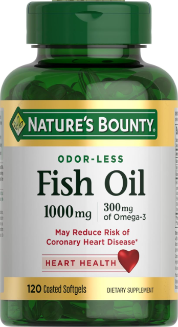 Nature's Bounty Odorless Omega 3 Mini Fish Oil 1000mg 120 Softgels