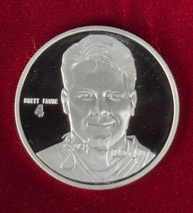 BRETT FAVRE SILVER COIN, SUPER BOWL MVP, HALL OF FAMER