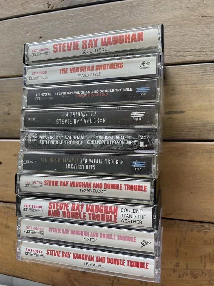 Stevie Ray Vaughan rare 12 Cassette tape LOT Texas Flood In Step Greatest Hits - Image 3 of 4